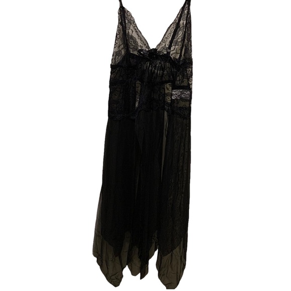 Sexy black mesh soft lace Slits bridal wedding babydoll chemises nightgown - Picture 6 of 12